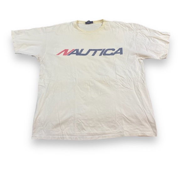 Vintage Nautica Challenge XCVII Challenge T-Shirt XXL VTG White Red Blue - Picture 2 of 5
